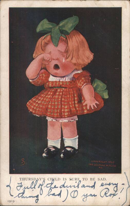 Crying Little Girl, Thursday's Child Is Sure To Be Sad