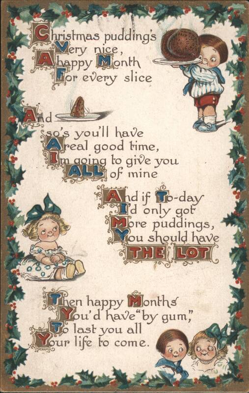 Christmas Pudding Poem with Children and Holly