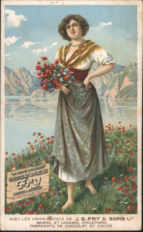 Fry's Chocolate & Cocoa Advertising, Woman with Poppies by Lake Bristol England