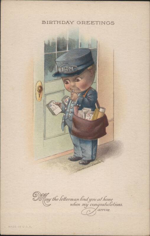 Birthday Greetings Letter Carrier with Mail Bag