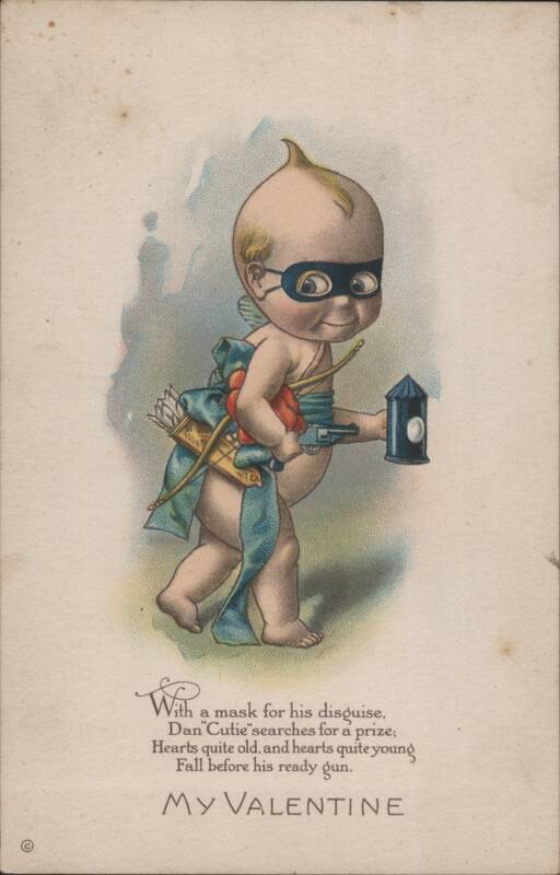 Masked Cupid with Bow, Arrow, and Gun, 'My Valentine