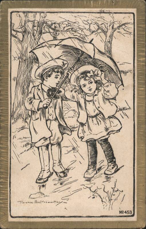 Children with Umbrella in Rain Florence S. Bosworth