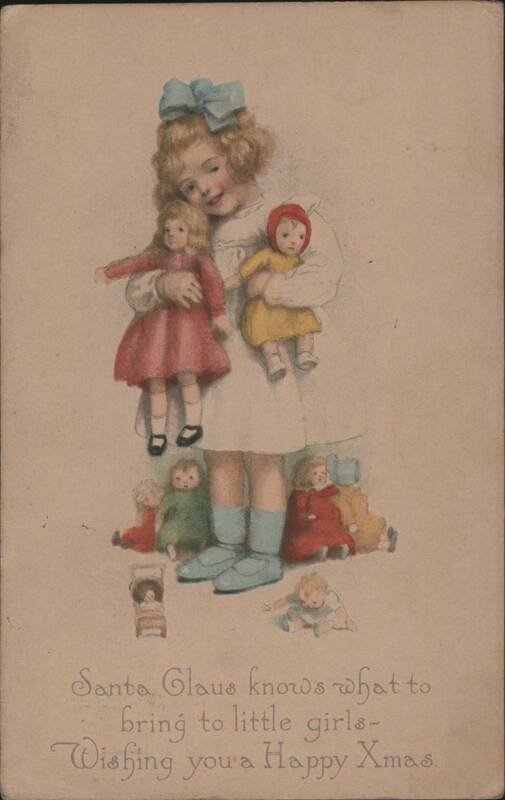Little Girl with Dolls, Christmas Greeting Children