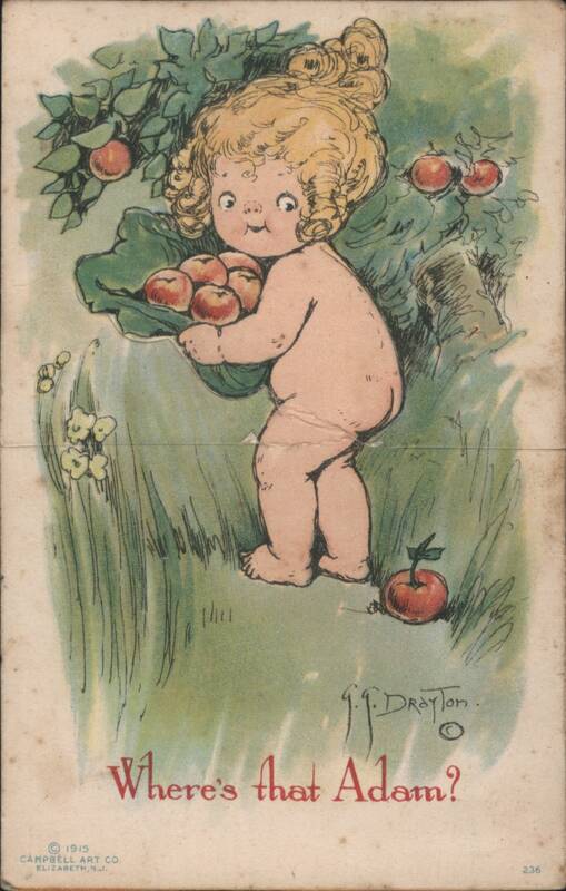 J.J. Drayton Baby Eve with Apples, 'Where's that Adam?