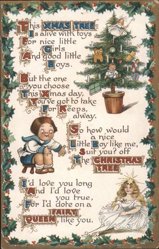 Christmas Tree with Children and Fairy Queen, Rhyming Holiday Verse