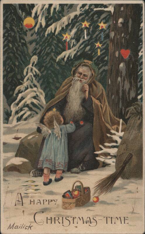 HTL Santa Claus with Angel Child in Snowy Forest, A Happy Christmas Time