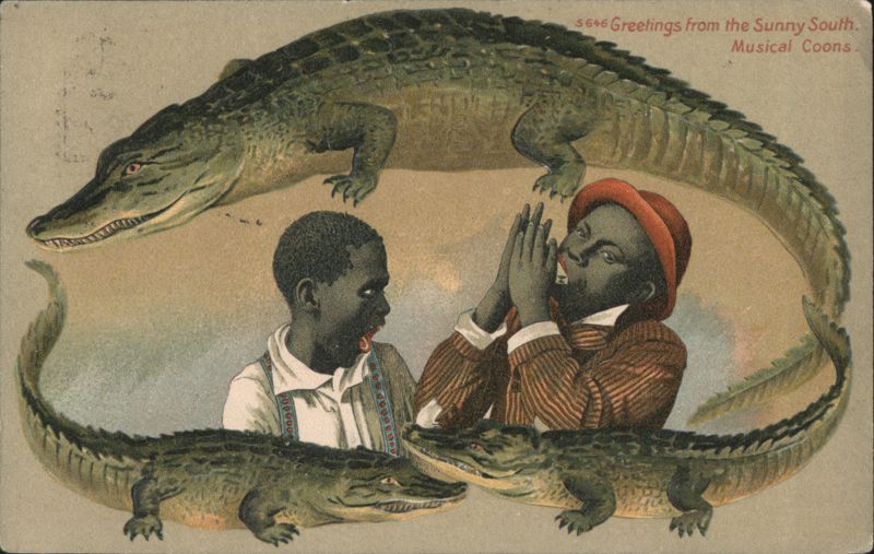 Alligator Border S646 Musical Coons with Alligators in Sunny South