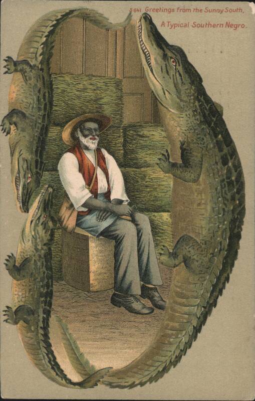 Alligator Border S641 A Typical Southern Negro Man with Alligators