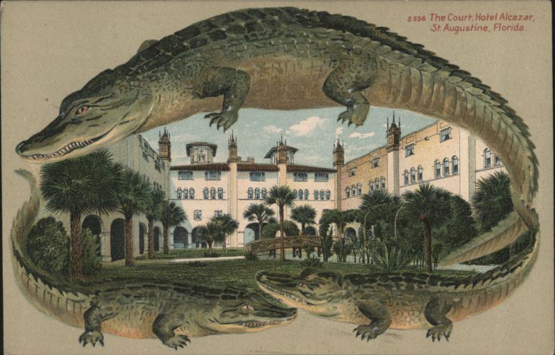 Alligator Border S556 The Court, Hotel Alcazar, St. Augustine, Florida.
