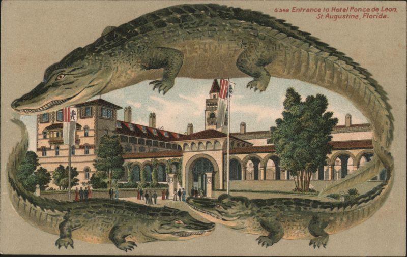 Alligator Border S545 Entrance to Hotel Ponce de Leon, St Augustine, Florida St. Augustine