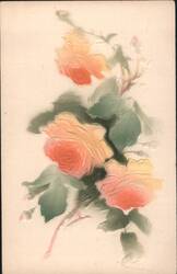 Embossed Roses in Orange and Yellow Postcard
