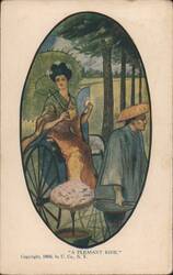 Japanese Woman in Rickshaw, A Pleasant Ride, 1905 Illustration Postcard