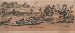 Comic Dog Cart Accident with Boy and Bear, Whoa Emma! Postcard