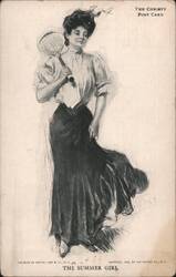 Christy's The Summer Girl, Woman with Tennis Racket Postcard