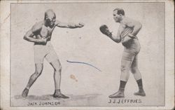 Jack Johnson vs. J.J. Jeffries Boxing Match Postcard