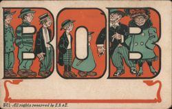 Humorous "BOB" Formed by Caricatured People Postcard
