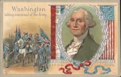 Washington Taking Command of the Army, Portrait and Historical Scene Postcard