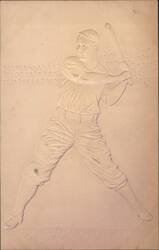 Embossed Baseball Player Batting Stance Postcard