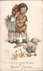 Scared Children and Geese, 'Don't be afraid I'm here' Postcard