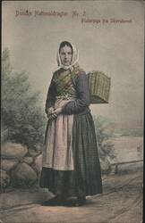 Danish Fishergirl in National Costume from Skovshoved with Basket Postcard