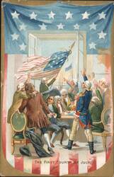 The First Fourth of July Celebration with Founding Fathers Postcard