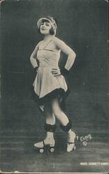 Mack Sennett Comedies Actress on Roller Skates Postcard
