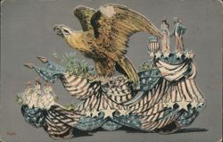 Bald Eagle on Patriotic Parade Float, Kansas City, 1910 Postcard