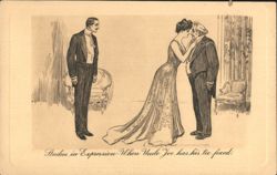 Studies in Expression - When Uncle Joe has his tie fixed Postcard