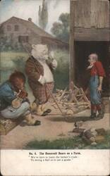 Roosevelt Bears on a Farm Learning Farmer's Trade Postcard