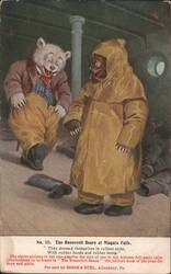 The Roosevelt Bears at Niagara Falls in Rubber Suits Postcard