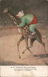 The Roosevelt Bears at the Circus: Teddy-G on a Big Giraffe Postcard