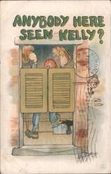 ANYBODY HERE SEEN KELLY? Comic Saloon Scene Postcard