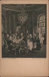 Adolf von Menzel's Die Tafelrunde (The Round Table) Painting Postcard