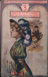 The 10 Commandments for Husbands No. 3: Eat 10¢ Lunches for Her Fine Clothes Postcard