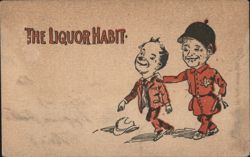 The Liquor Habit, Cartoon of Man Led by Officer Postcard