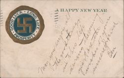 Swastika Good Luck Symbol New Year's Greeting Long Life Prosperity Postcard