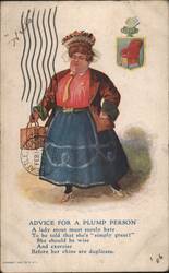 Advice for a Plump Person, Woman with Multiple Chins Postcard