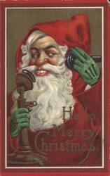 Santa Claus on Telephone, "Hello. Merry Christmas." Postcard