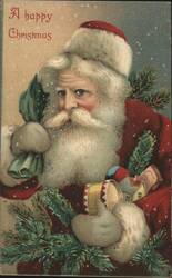 A Happy Christmas Santa Claus with Toys Postcard