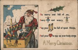 Santa Claus Express with Toys and Christmas Greeting Postcard