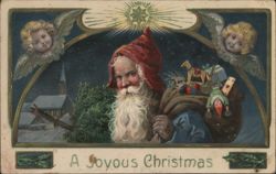 Santa Claus with Toys and Angels, A Joyous Christmas Postcard
