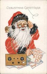 Christmas Greeting with Santa & Radio Postcard