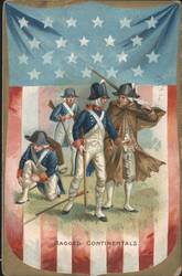 Ragged Continentals with American Flag, Revolutionary War Soldiers Postcard