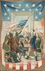 The First Fourth of July, George Washington & Founding Fathers Postcard