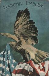 National Emblem Eagle Holding American Flag Postcard