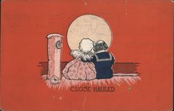 Children in Sailor Suit & Dress Watching Full Moon, 'Close Hauled' by Crane Postcard