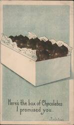 Box of Chocolates with 'Here's the box of Chocolates I promised you. Postcard