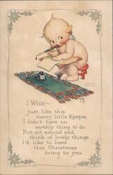 Kewpie Doll Writing Christmas Wish Poem Postcard