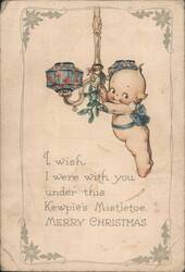 Kewpie Doll with Mistletoe, Merry Christmas Greeting by Rose O'Neill Postcard