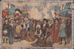 Twentieth Century Sunday School Crusaders, Children in National Costumes with Flags Postcard
